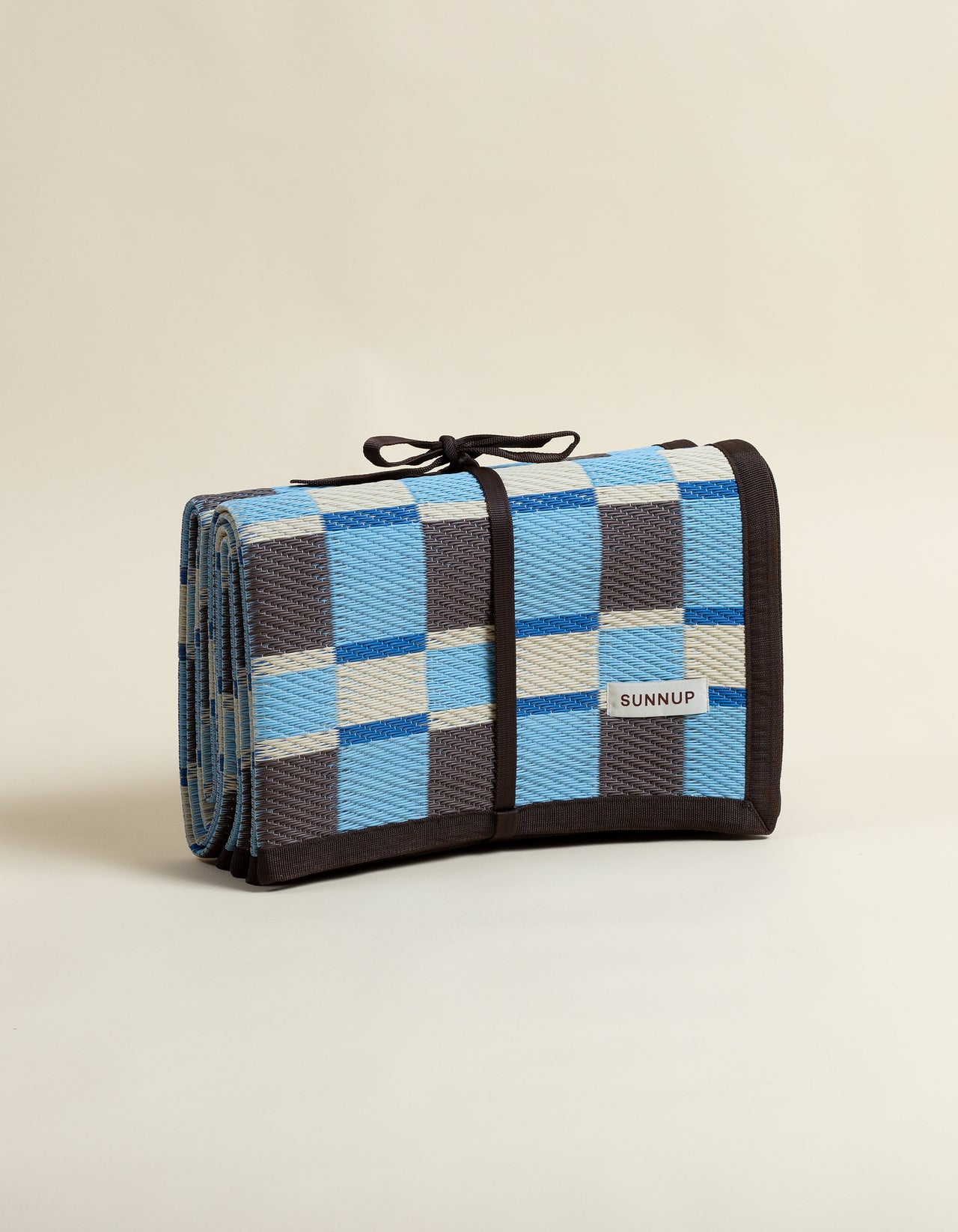 Blue and Brown checkered outdoor mat
